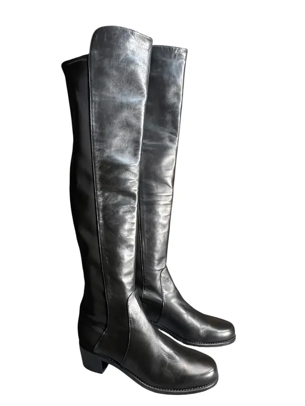 Stuart Weitzman Reserve Black Leather Over-The-Knee Boots S4002 Size 7B